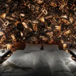 Backlit phoenix agate decorative bedroom wall