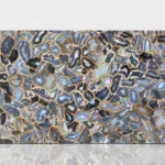 Blue agatona slab with gold accents