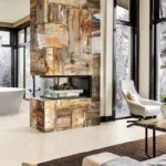 Retro Petrified Wood Multicolor Fireplace