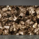 Medium dark smoky quartz slab with backlit light