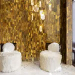 Decorative gold tigers eye wall in living room