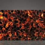 Backlit black diamond with gold slab