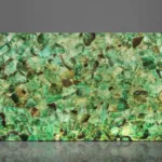 Backlit green fluorite slab