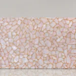 Pink quartz slab with gold accents