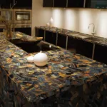Blue and gold tiger eye kitchen countertops