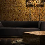 Gold tigers eye coffee table and walls