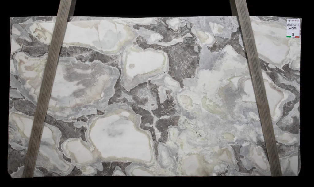 Oyster white marble slabs.