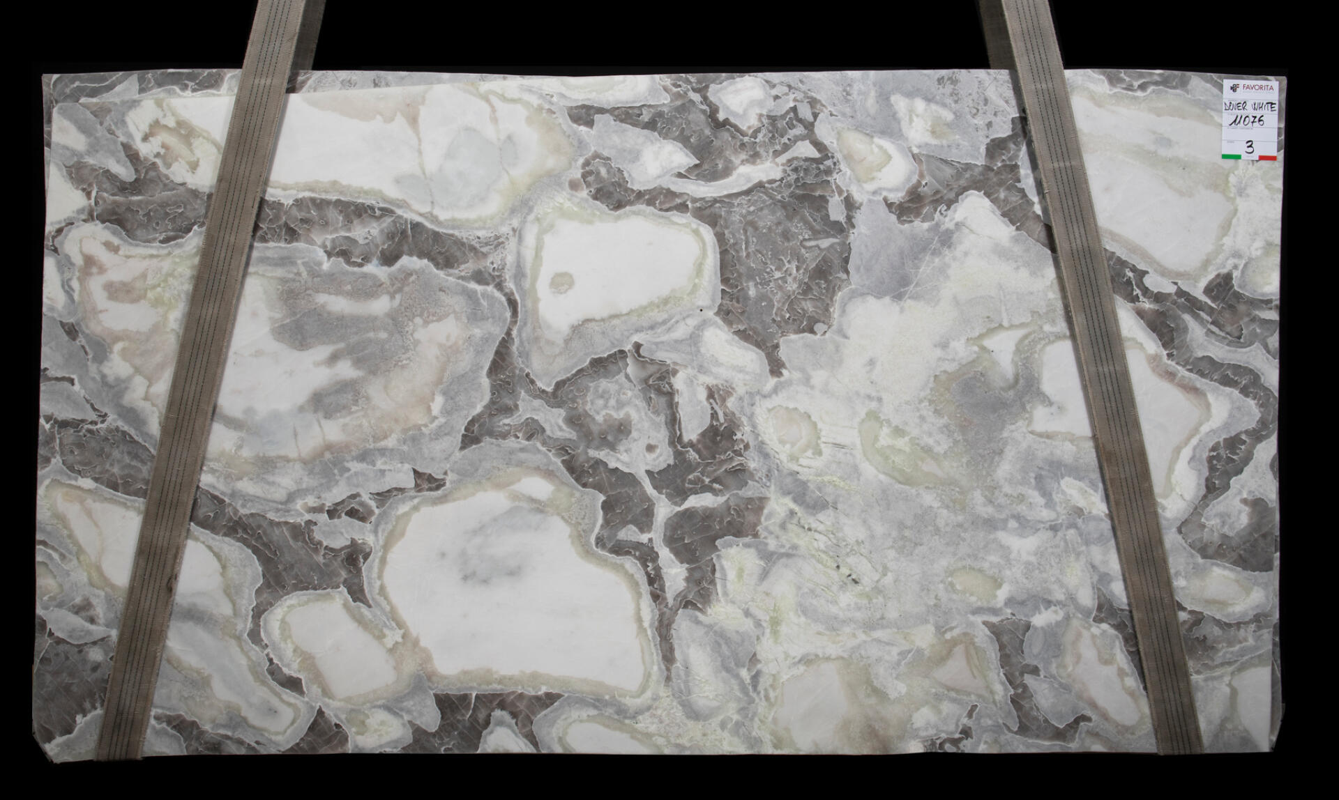 Oyster white marble slabs.
