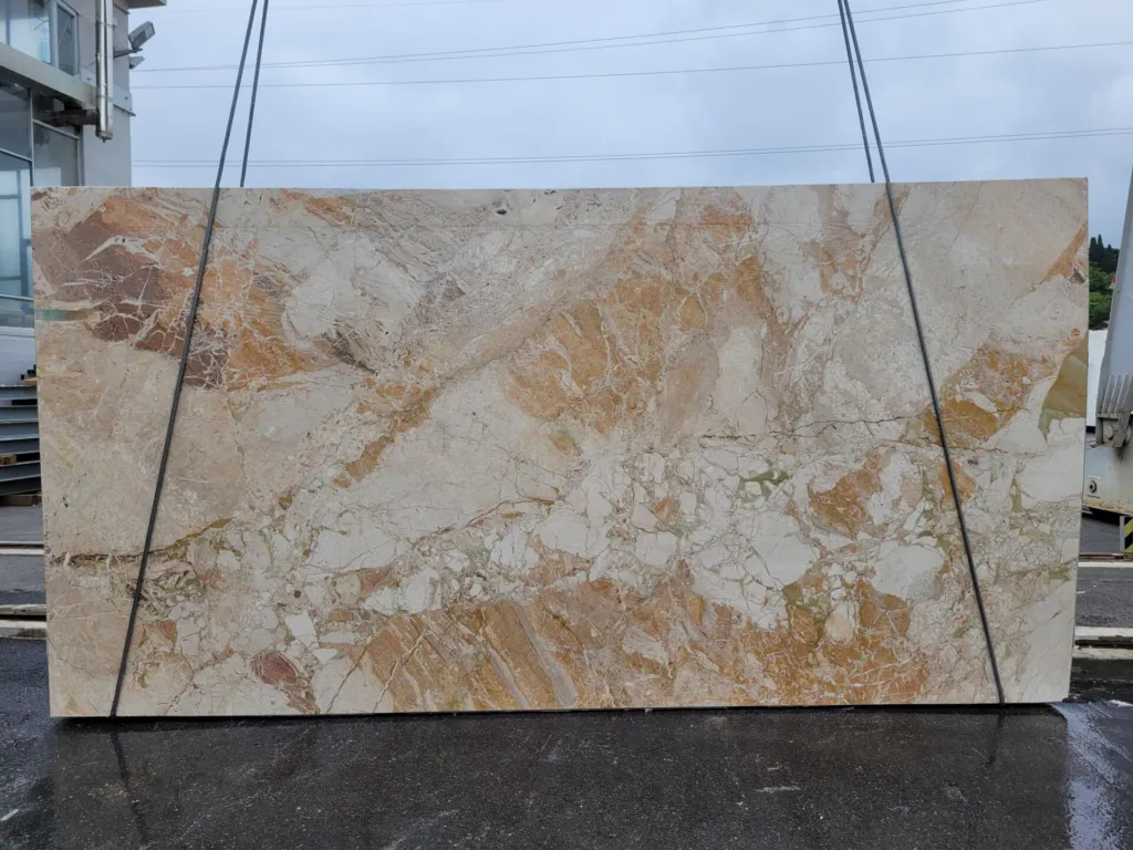 Breccia aurora marble slabs