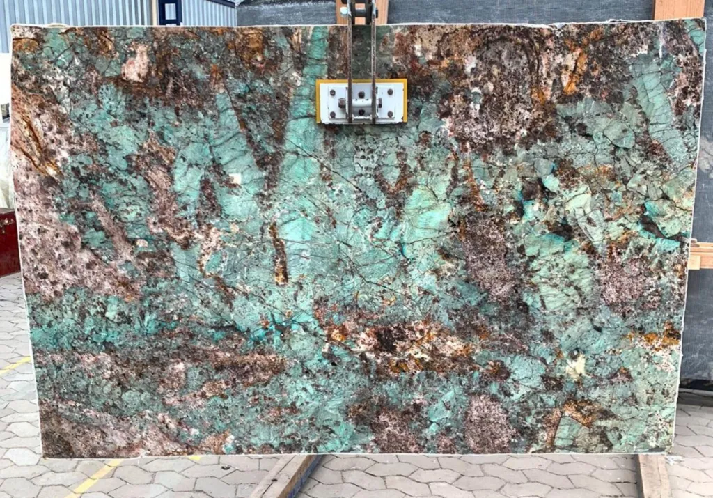 Amazonite quartzite slab.