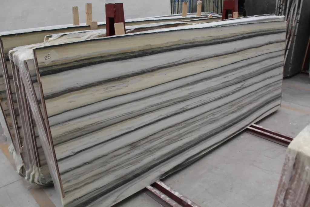 Zebrino marble slabs.