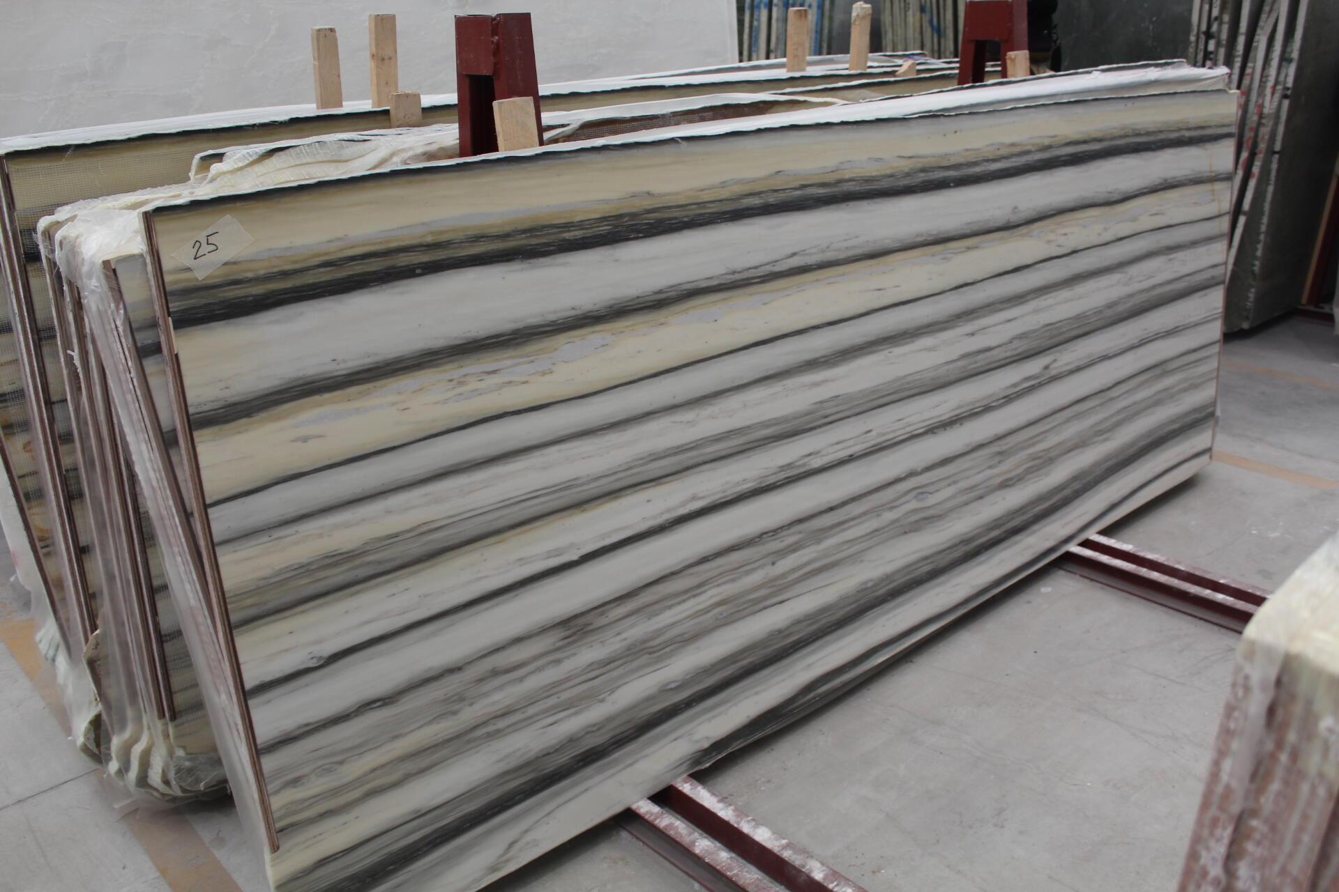 Zebrino marble slabs.